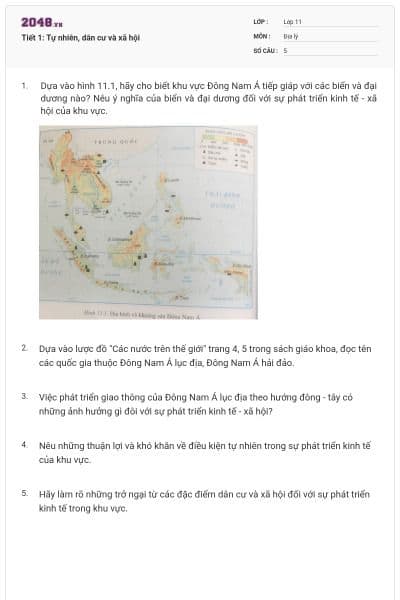 Tiết 1: Tự nhiên, dân cư và xã hội