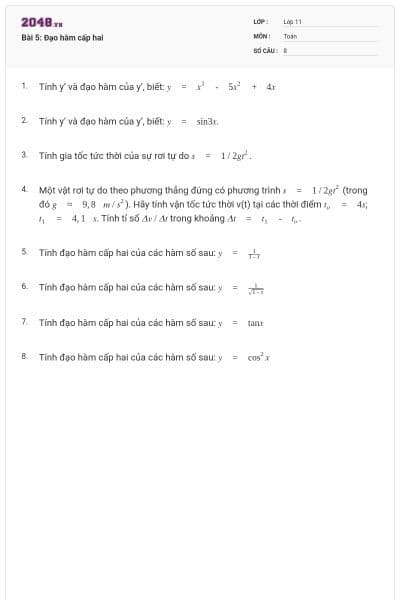 Bài 5: Đạo hàm cấp hai