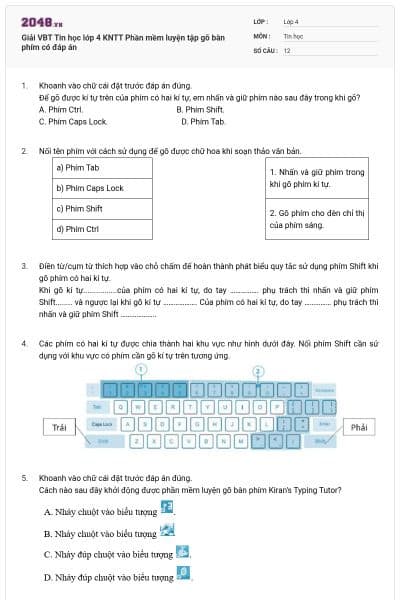 Giải VBT Tin học lớp 4 KNTT Phần mềm luyện tập gõ bàn phím có đáp án