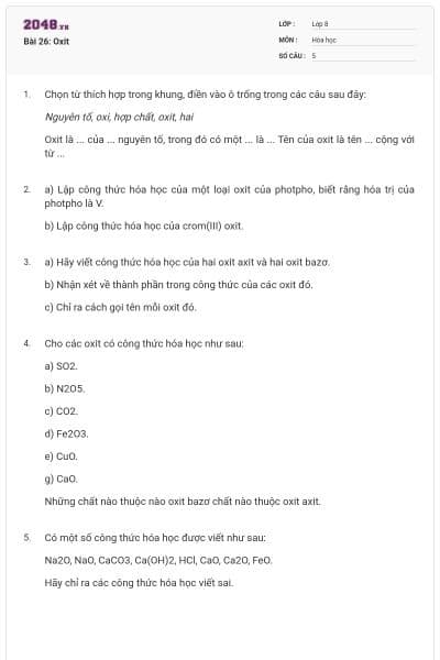 Bài 26: Oxit