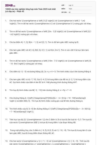 10000 câu trắc nghiệm tổng hợp môn Toán 2025 mới nhất (có đáp án) - Phần 45