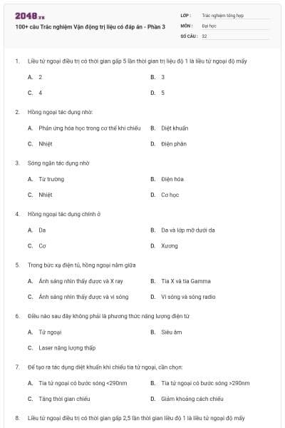 100+ câu Trắc nghiệm Vận động trị liệu có đáp án - Phần 3