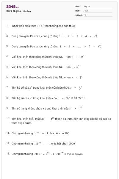 Bài 3: Nhị thức Niu-tơn