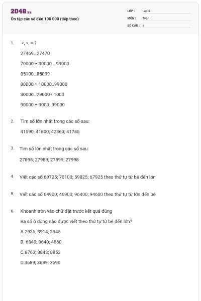 Ôn tập các số đến 100 000 (tiếp theo)