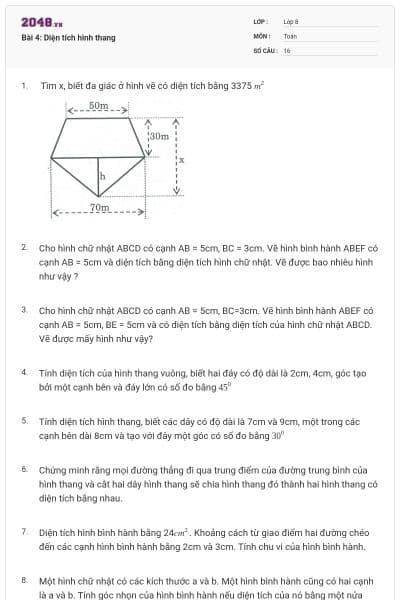 Bài 4: Diện tích hình thang
