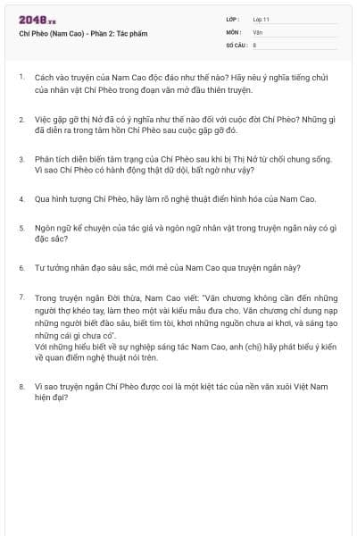 Chí Phèo (Nam Cao) - Phần 2: Tác phẩm