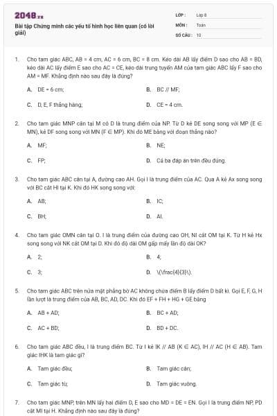 Bài tập Chứng minh các yếu tố hình học liên quan (có lời giải)