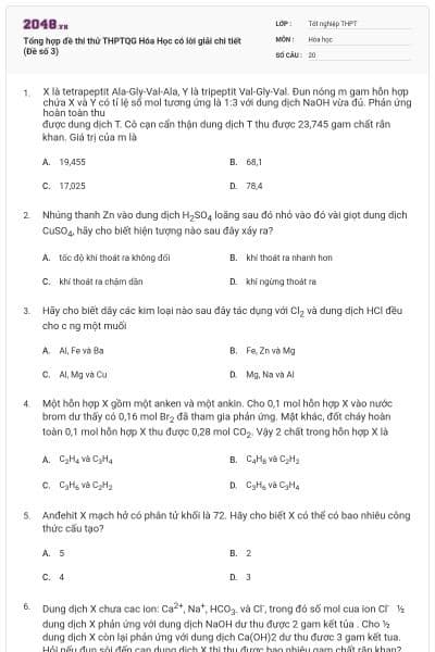 Tổng hợp đề thi thử THPTQG Hóa Học có lời giải chi tiết (Đề số 3)