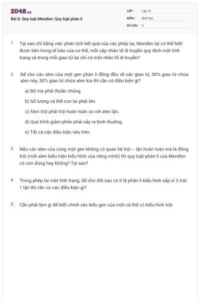 Bài 8: Quy luật Menđen: Quy luật phân li