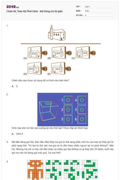 (Toán đố, Toán IQ) Phối Cảnh - Đối Xứng (có lời giải)