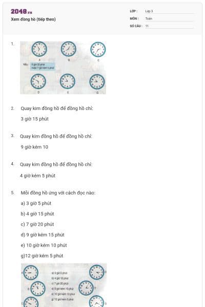 Xem đồng hồ (tiếp theo)