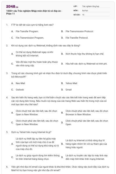 1000+ câu Trắc nghiệm Nhập môn điện tử có đáp án - Phần 11