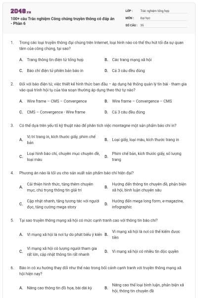 100+ câu Trắc nghiệm Công chúng truyền thông có đáp án - Phần 6