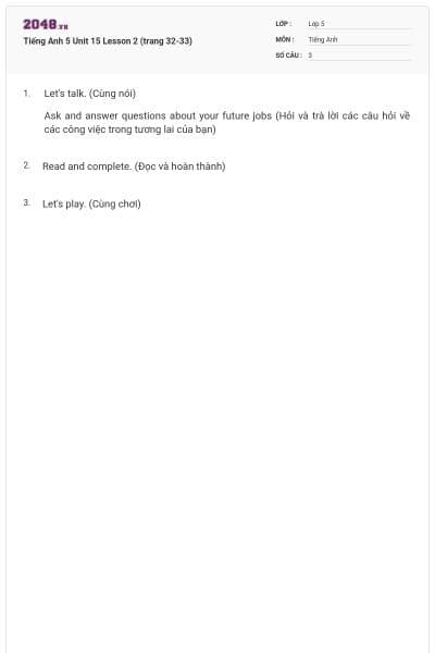 Tiếng Anh 5 Unit 15 Lesson 2 (trang 32-33)
