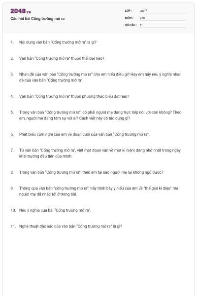 Câu hỏi bài Cổng trường mở ra