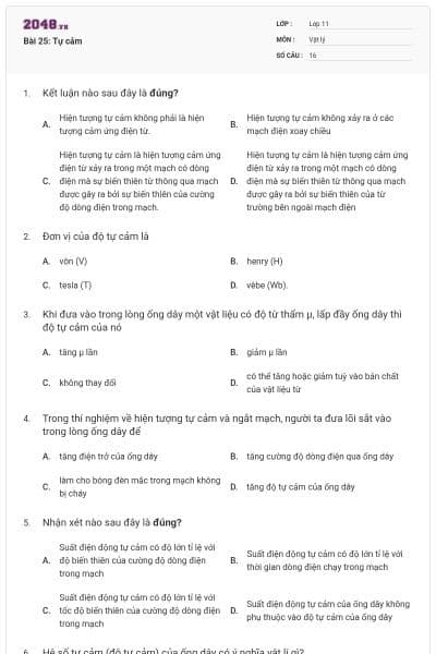 Bài 25: Tự cảm