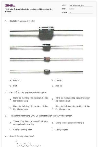 100+ câu Trắc nghiệm Điện tử công nghiệp có đáp án - Phần 6
