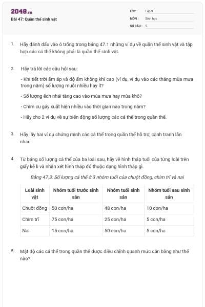 Bài 47: Quần thể sinh vật