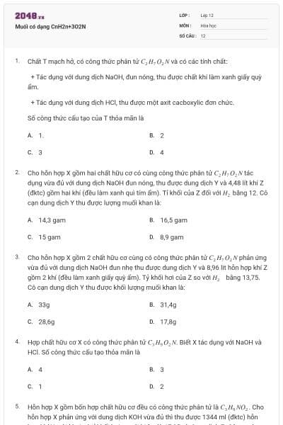 Muối có dạng CnH2n+3O2N
