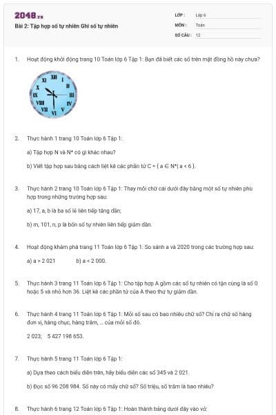 Bài 2: Tập hợp số tự nhiên Ghi số tự nhiên