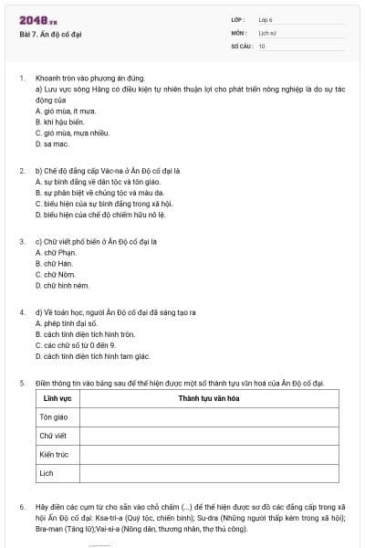 Bài 7. Ấn độ cổ đại