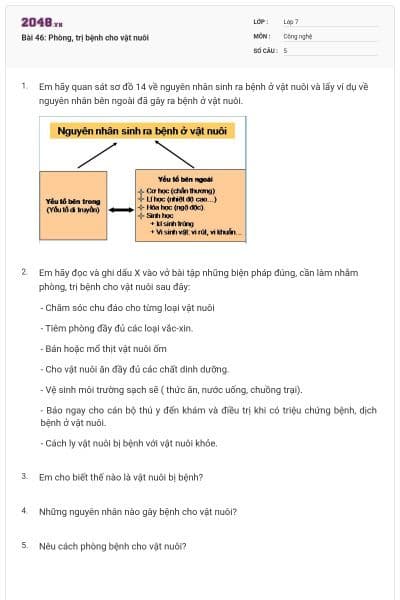 Bài 46: Phòng, trị bệnh cho vật nuôi