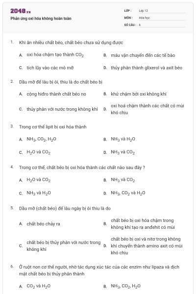 Phản ứng oxi hóa không hoàn toàn
