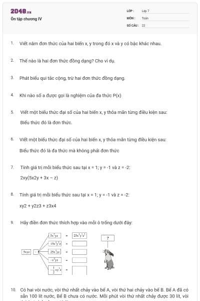 Ôn tập chương IV