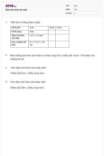 Diện tích hình chữ nhật