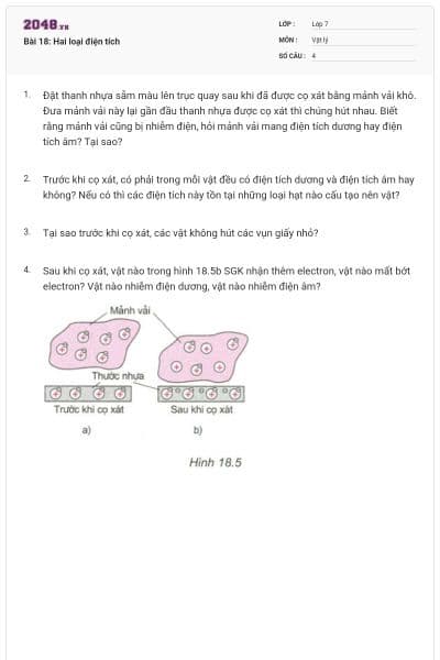 Bài 18: Hai loại điện tích