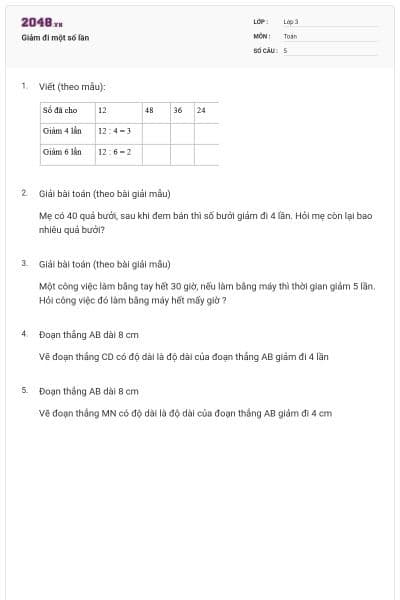 Giảm đi một số lần