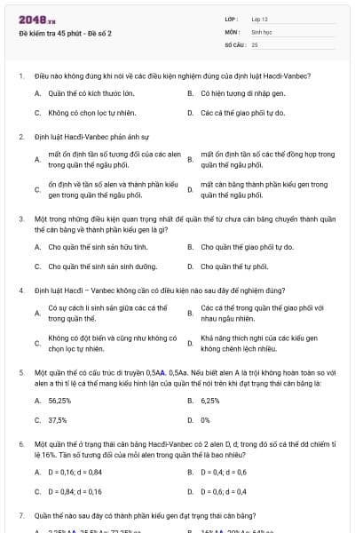 Đề kiểm tra 45 phút - Đề số 2