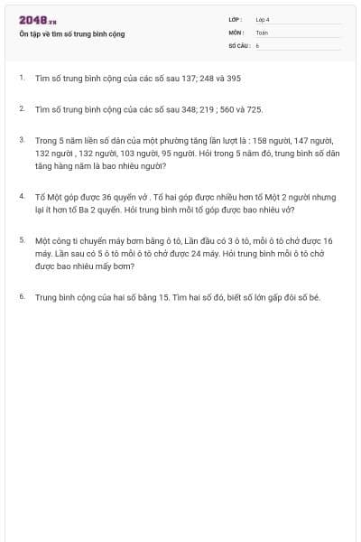 Ôn tập về tìm số trung bình cộng
