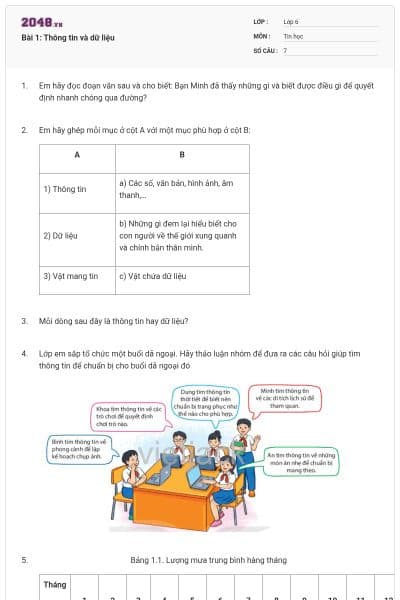Bài 1: Thông tin và dữ liệu