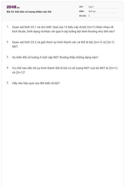 Bài 23: Đột biến số lượng nhiễm sắc thể