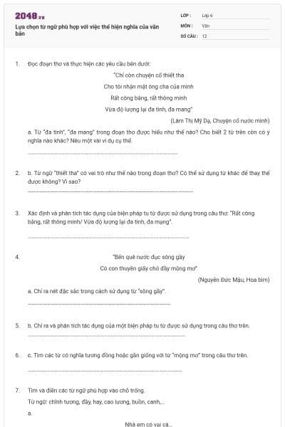 Lựa chọn từ ngữ phù hợp với việc thể hiện nghĩa của văn bản