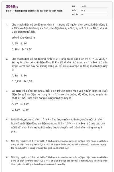 Bài 11: Phương pháp giải một số bài toán về toàn mạch