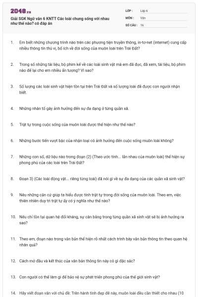 Giải SGK Ngữ văn 6 KNTT Các loài chung sống với nhau như thế nào? có đáp án