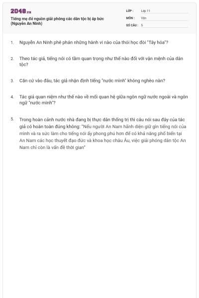 Tiếng mẹ đẻ nguồn giải phóng các dân tộc bị áp bức (Nguyễn An Ninh)