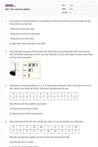 Bài 2: Xác suất thực nghiệm