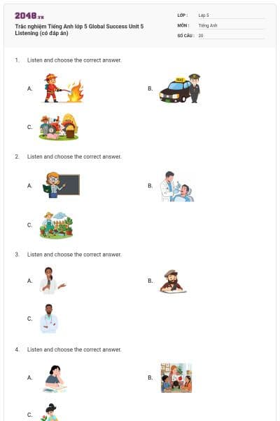 Trắc nghiệm Tiếng Anh lớp 5 Global Success Unit 5 Listening (có đáp án)