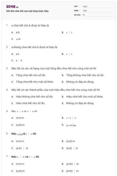 Xét tính chia hết của một tổng hoặc hiệu