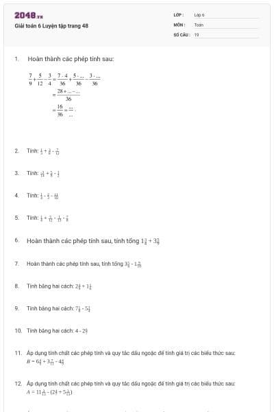 Giải toán 6 Luyện tập trang 48
