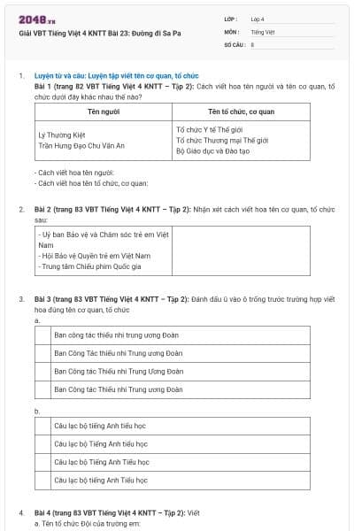 Giải VBT Tiếng Việt 4 KNTT Bài 23: Đường đi Sa Pa
