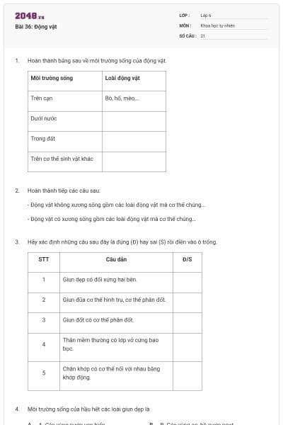Bài 36: Động vật