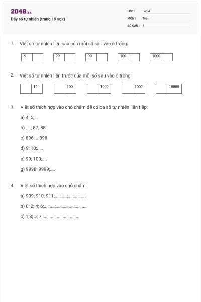 Dãy số tự nhiên (trang 19 sgk)
