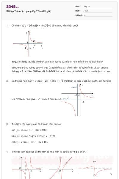 Bài tập Tiệm cận ngang lớp 12 (có lời giải)
