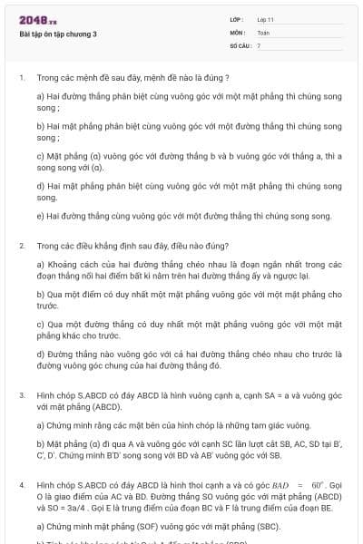 Bài tập ôn tập chương 3