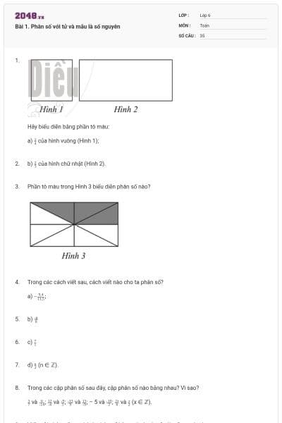 Bài 1. Phân số với tử và mẫu là số nguyên