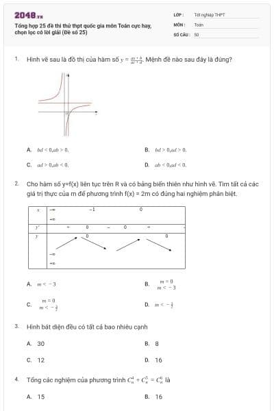 Tổng hợp 25 đề thi thử thpt quốc gia môn Toán cực hay, chọn lọc có lời giải (Đề số 25)